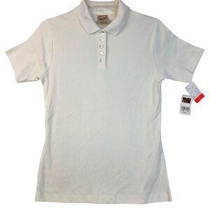 Woolrich Womens Small Ribbed White Button Down Polo USA Retro 1990s Deadstock